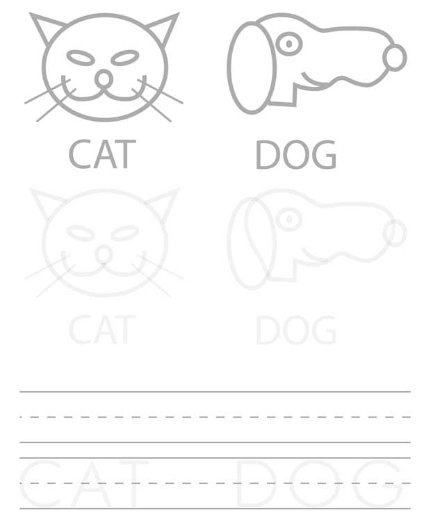 With trace- writing Cat and Dog